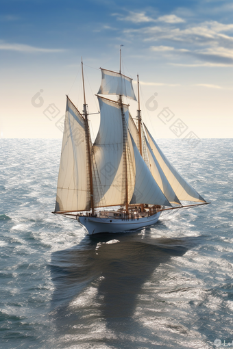 大型现代风帆渔船摄影图