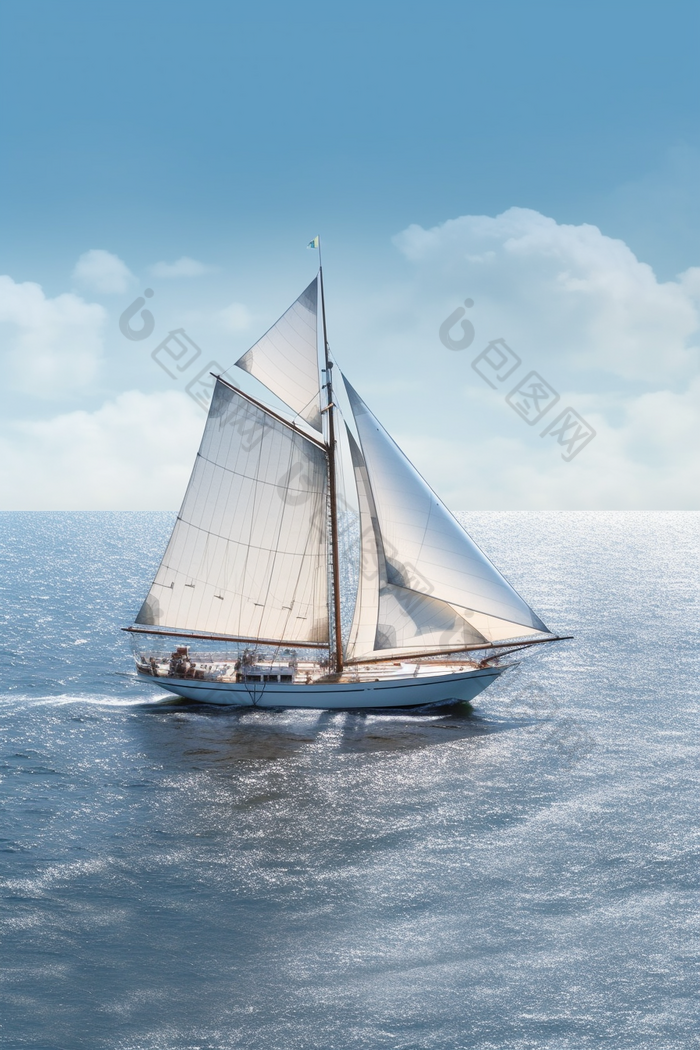 停泊现代风帆渔船摄影图