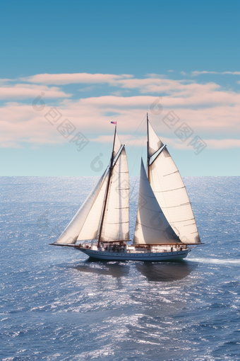 远洋现代风帆渔船摄影图