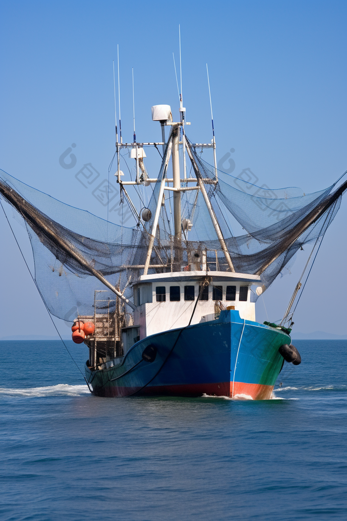 虾渔船摄影图