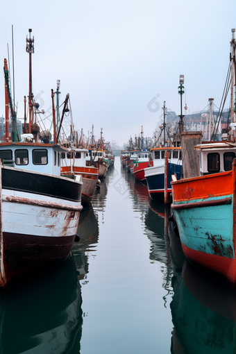 现代化码头渔港补给泊位建设摄影图