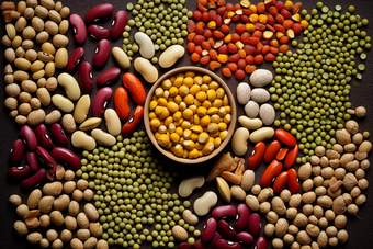 粮食丰收各种豆类摄影图