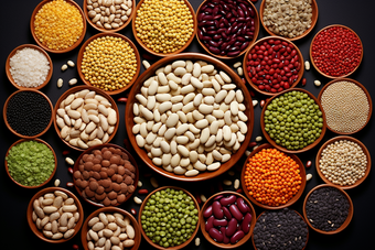 粮食丰收各种营养豆类摄影图