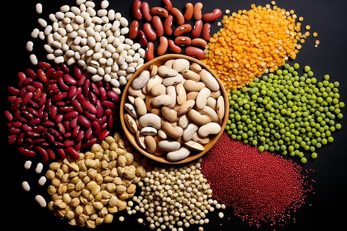 粮食丰收各种豆子摄影图