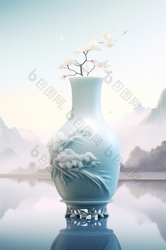 艺术国风设计瓷器花瓶摄影图