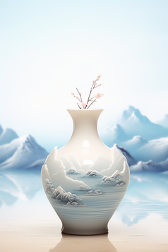 国风艺术设计瓷器花瓶摄影图