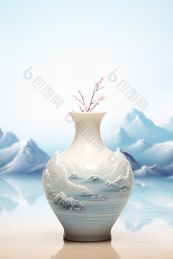 国风艺术设计瓷器花瓶摄影图