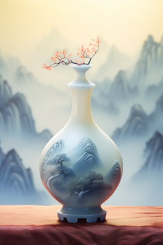中国风设计瓷器的花瓶摄影图