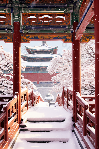 故宫博物馆下雪冬季风景摄影图