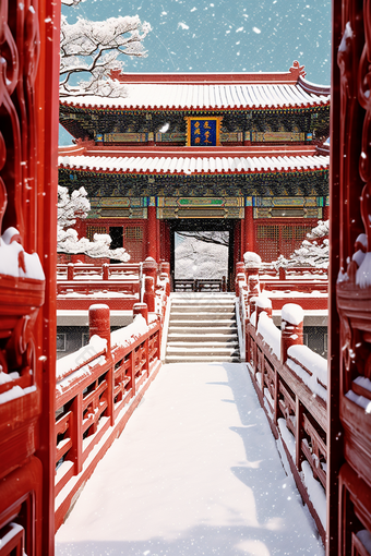 故宫博物馆下雪风景摄影图