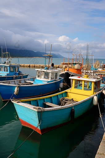 传统避风港的渔船泊位摄影图
