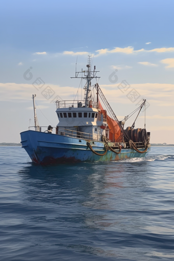 小型传统远洋渔船摄影图