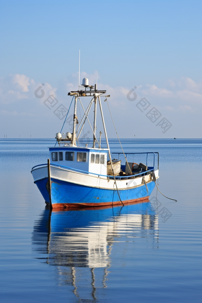 小型拖虾船摄影图