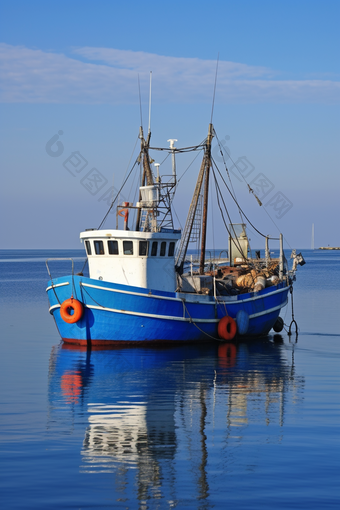 传统拖虾船摄影图