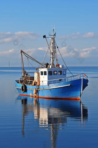 传统捕捞拖虾船摄影图
