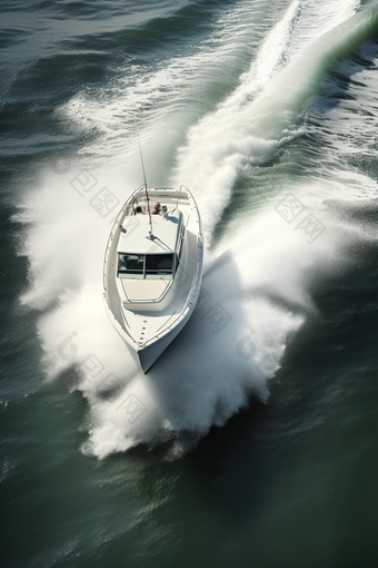 白色驱动舷外发动机动力钓鱼船摄影图