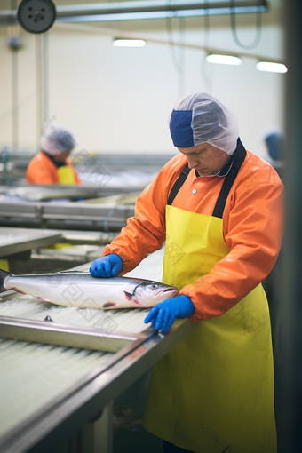 新鲜鲑鱼水产品加工摄影图