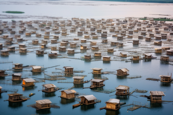水产海产蟹类养殖海鲜餐饮生鲜大闸蟹养殖户场景摄影图