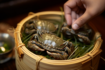 餐饮生鲜河鲜大闸蟹人工养殖摄影图