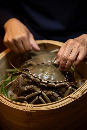 海鲜餐饮生鲜河鲜大闸蟹人工养殖摄影图