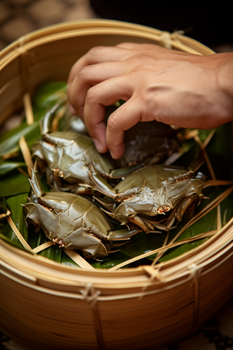 水产海产蟹类养殖海鲜餐饮河鲜大闸蟹人工养殖摄影图