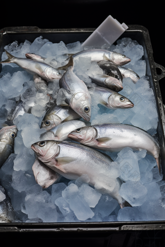 新鲜鱼冷链冷冻储藏摄影图