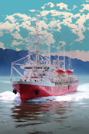 装备淄柴动力的远洋渔船漂泊摄影图