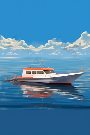 新型小型混合动力休闲渔船摄影图