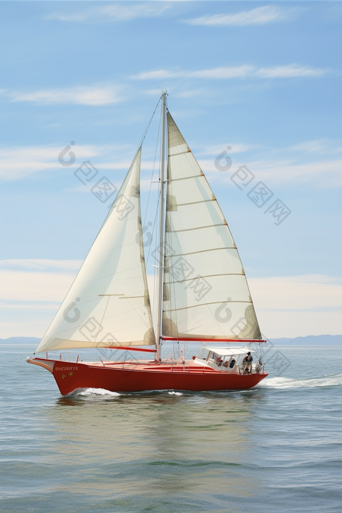 捕捞休闲海钓风帆船摄影图