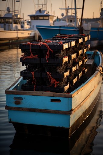 大型捕蟹船捕捞运输摄影图