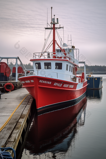 港口小型拖网加工渔船摄影图