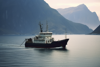 小型拖网渔船专业渔船摄影图