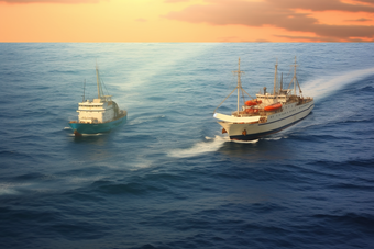 两艘小型渔政船摄影图