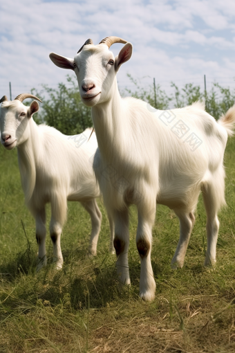 规模养殖奶山羊摄影图