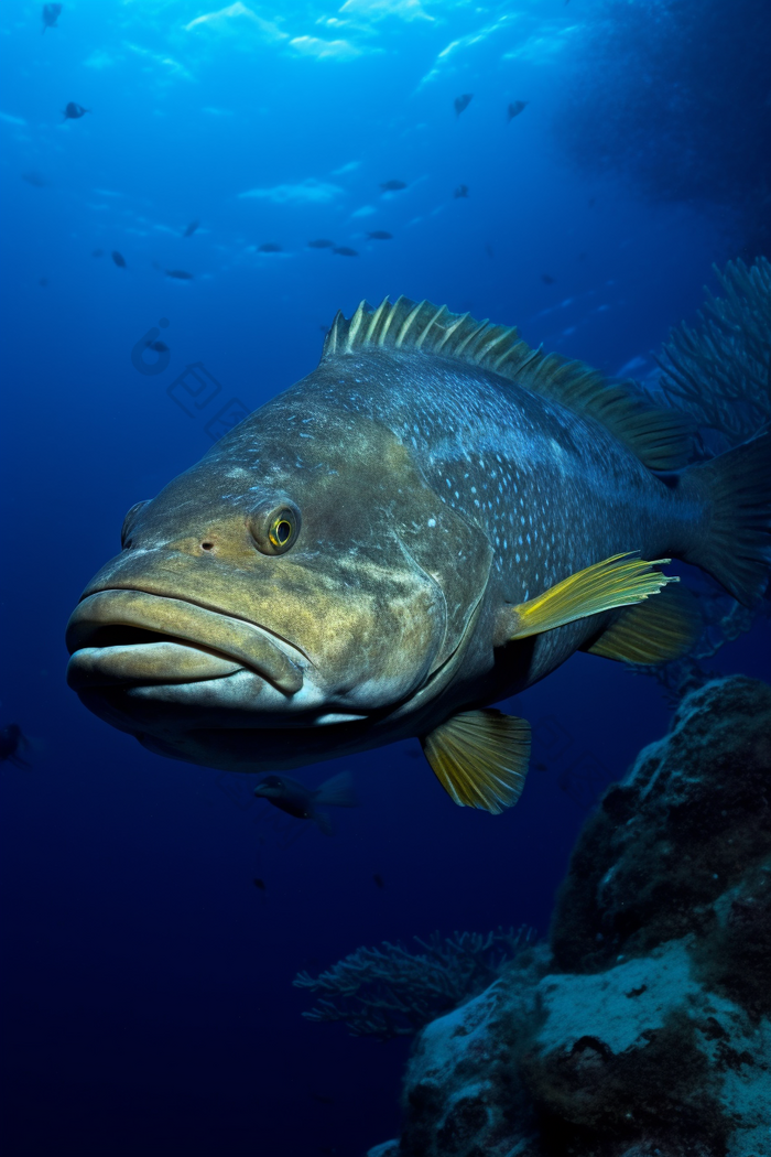 石斑鱼海水养殖摄影图