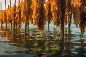 水产海产海藻类养殖海鲜餐饮生鲜河鲜海带海水摄影图