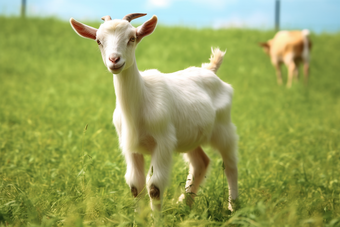 农场养殖奶山羊幼崽摄影图
