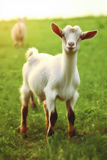 养殖奶山羊幼崽摄影图