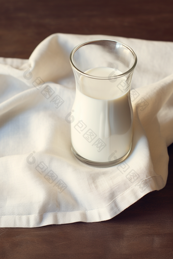 木桌上的优质<strong>牛奶</strong>瓶摄影图