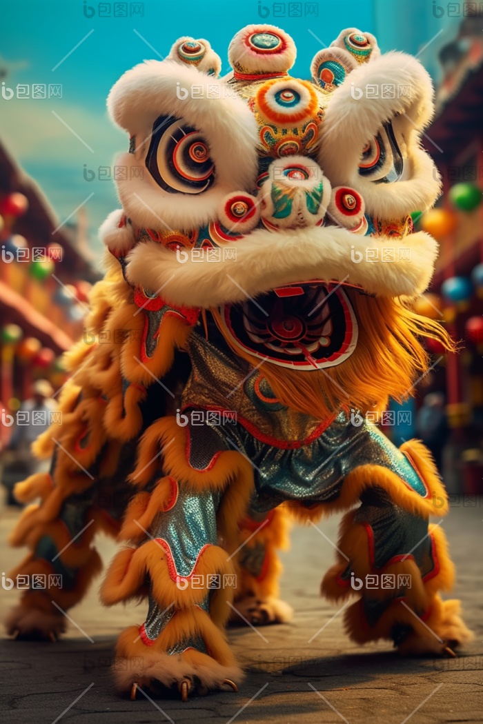 新年春节舞狮子中国高清图片下载-包图网