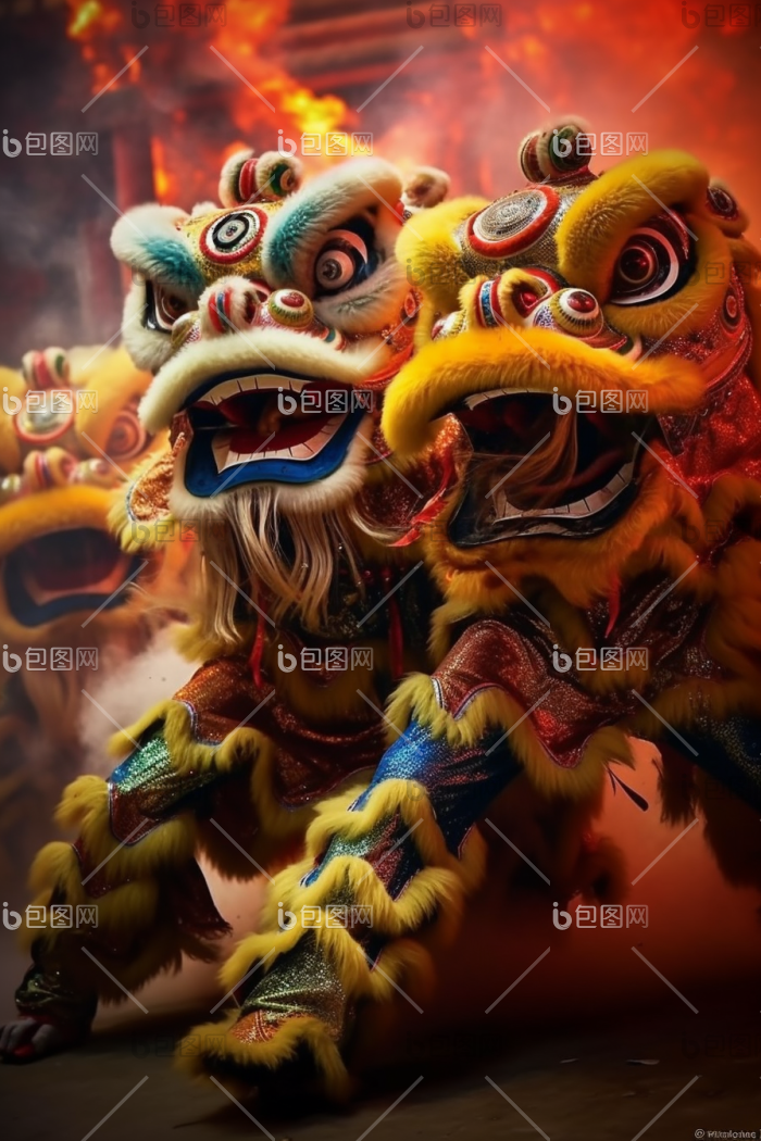 新年春节舞狮子中国庆典高清图片下载-包图网