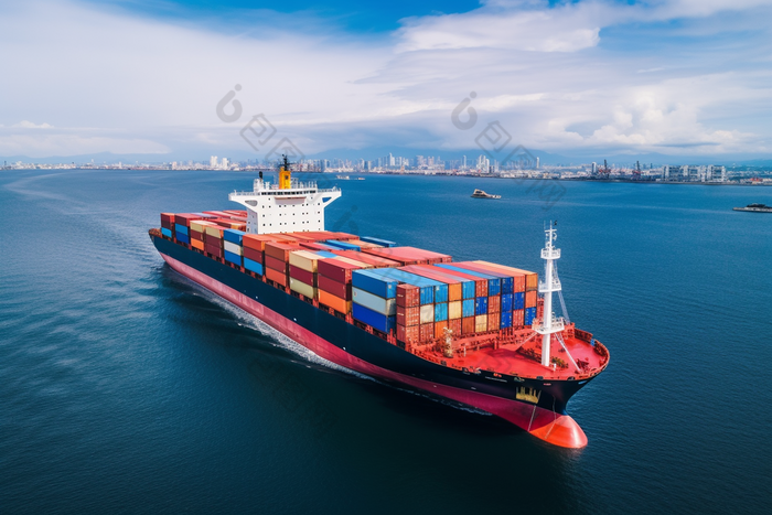 贸易进口业务集装箱货船摄影图