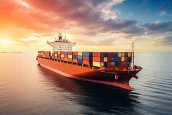 进口贸易业务集装箱货船摄影图