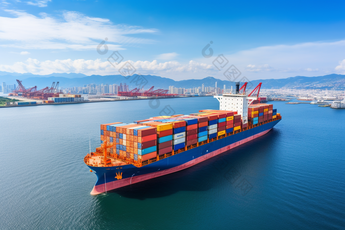 进口业务集装箱国际货船摄影图