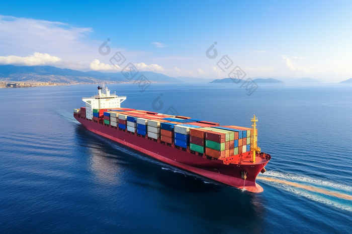 进口国际业务集装箱货船摄影图