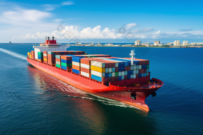 进口国际集装箱货船摄影图