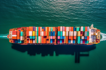 鸟瞰集装箱货船国际业务摄影图