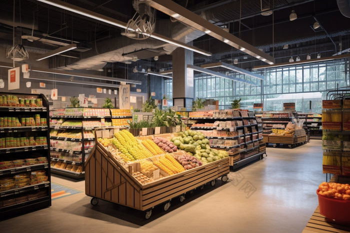 超市促销场景商业消费经济摄影图