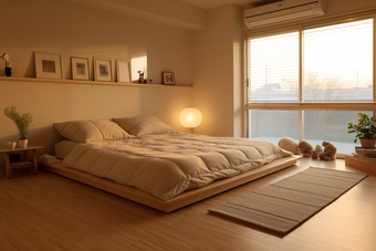 简洁优雅的卧室室内装饰摄影图