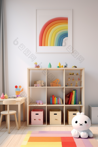 彩虹元素儿童房间摄影图